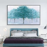 Barocco Abstract Large Size Blue Trees Oil Painting Handmade Canvas Painting Landscape Plant Wall Art For Living Room Home Decor