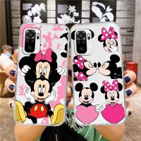 Transparent Phone Case For Xiaomi Redmi Note 12 10 11 9 Pro Plus 11E 11S 11T 10S 9T 9S 5G Disney Mickey Minnie Pink Cover