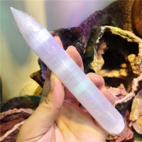 1pcs Rock selenite crystal quartz wand Himalayan white gypsum Gemstones massage stick Crystal Reiki healing