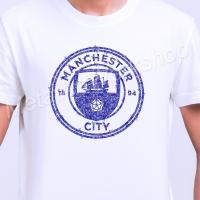 เสื้อยืดโอเวอร์ไซส์เสื้อยืดแขนสั้นเสื้อยืด ตราสโมสร Manchester City แมนเชสเตอร์ซิตี้ ลายเส้นปากกาหมึกน้ำเงิน ภาพวาดสเก็ตช์สามารถปรับแต่งได้ S-5XL