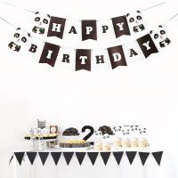 New Cardstock 17PCS Panda Happy Birthday Banner Baby One Year Birthday Boy Girl Child Party Decoration Letter Banners Banners Streamers Confetti
