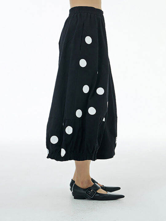 xitao-pants-dot-print-loose-women-wide-leg-pants