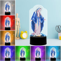 5D DIY Diamond Painting LED Night Light Jesus Christ 7 Colors Christmas Decoration New Year Children Gift For Bedroom Table Lamp