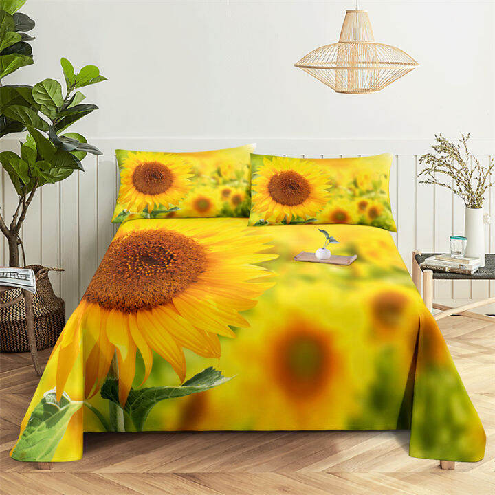 hot-sunflower-queen-sheet-set-girl-lady-s-room-flower-bedding-set-bed-sheets-and-pillowcase-bedding-flat-sheet-bed-sheet-set