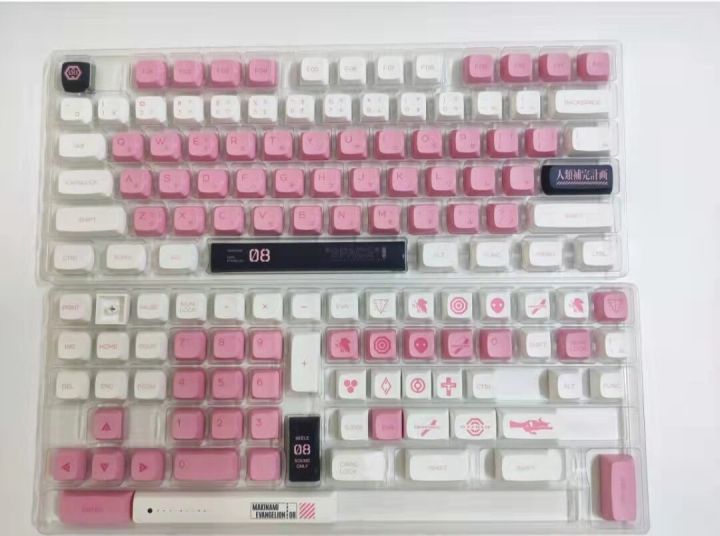 EVA 08 Keycap 138 Keycap คีย์โปรไฟล์ PBT XDA สำหรับสวิตช์ Mx คีย์บอร์ดเล่นเกมกลไกอะนิเมะญี่ปุ่น DIY ออกแบบเองตัวครอบปุ่มคีย์บอร์ดสีชมพู