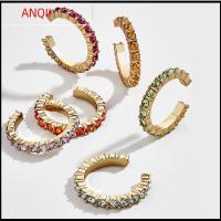 ANQII ผู้หญิง เครื่องประดับ ไม่เจาะ ที่ครอบหู Cubic Zirconia ไม่มีต่างหูเจาะ Rhinestone Dangle ต่างหู CZ Cuff