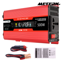 Meterk เครื่องแปลงไฟในรถยนต์500W/1200W 12V ถึง220V ตัวแปลงไฟ AC อินเวอร์เตอร์พลังงานแสงอาทิตย์อินเวอร์เตอร์ LCD ดิจิตอลดัดแปลงด้วย USB ตัวจ่ายไฟกระแสสลับชาร์จพอร์ตสวิตช์เปิดปิดสำหรับแผงโซล่ารถ RV