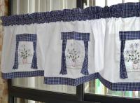 【CW】 Pastoral Curtain Window Embroidered Applique Small Short  blue