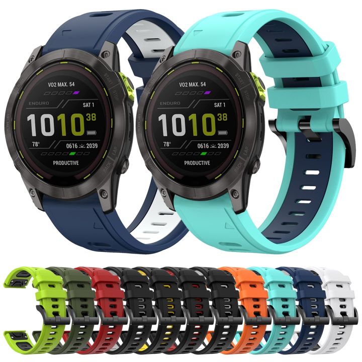 สำหรับ-garmin-enduro-2-26มม-ซิลิโคนกีฬาสองสีสายนาฬิกาข้อมือ-สีส้ม-สีดำ-ขายเอง