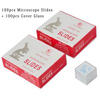 100pcs 7101 Microscope Slides + 100pcs 18x18mm Square Coverslips Cover Glass for Preparation Specimen for Biological Microscope