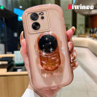 NIWINEE ขาตั้งตุ๊กตานักบินอวกาศสำหรับ Xiaomi Mi 13T/13T Pro เคสโทรศัพท์สีทึบสีม่วงใสราคาถูกใหม่