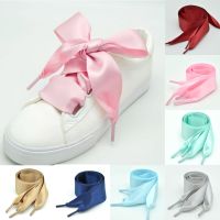 1Pair 4cm Width 90CM Flat Satin Silk Ribbon Shoelaces Polyester Shoe Laces Sneaker Sport Shoes Lace Strings