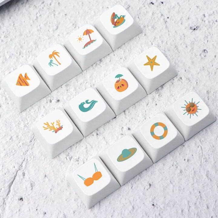 12-key-pbt-keycaps-xda-profile-สำหรับคีย์บอร์ดน่ารัก-keycap-sea-beach-theme-gaming-สำหรับ-key-caps-สำหรับ-mx-switches-d