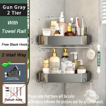 Punch-free Bathroom Corner Shelf, Wall Mounted Triangular Multi