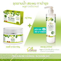 บ้านหมอละออง ชุดอาบน้ำ ทาบำรุง สระผม แพ็กรวม 3 ชิ้น สบู่พลูคาว 90g คู่ บาล์มพลูคาว 40g และแชมพูพลูคาว 250ml ฟรีค่าส่ง 30 บาทแรก Plu Kaow Herbal Advanced Soap, Balm and Shampoo ผิวแห้ง สะเก็ดเงิน รอยน้ำเหลืองเสีย ใช้ได้ ได้รับเลขทะเบียนการผลิตตามกฎหมาย