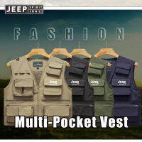 JEEP สปิริตเสื้อกั๊กผู้ชาย,เสื้อกั๊กอเนกประสงค์กันน้ำแห้งเร็วสำหรับใส่ถ่ายภาพท่องเที่ยวกลางแจ้งเสื้อกั๊กสำหรับวัยกลางคนและผู้สูงอายุ