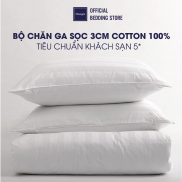 Bộ chăn ga Changmi Bedding trắng sọc 3cm 100% cotton. Tiêu chuẩn khách sạn