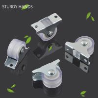 4pcs White Rail Fixed Casters Small One-Way Pulley Furniture Rubber Directional Wheel Kitchen Cabinet Hardware Accessories Industrial Supplies