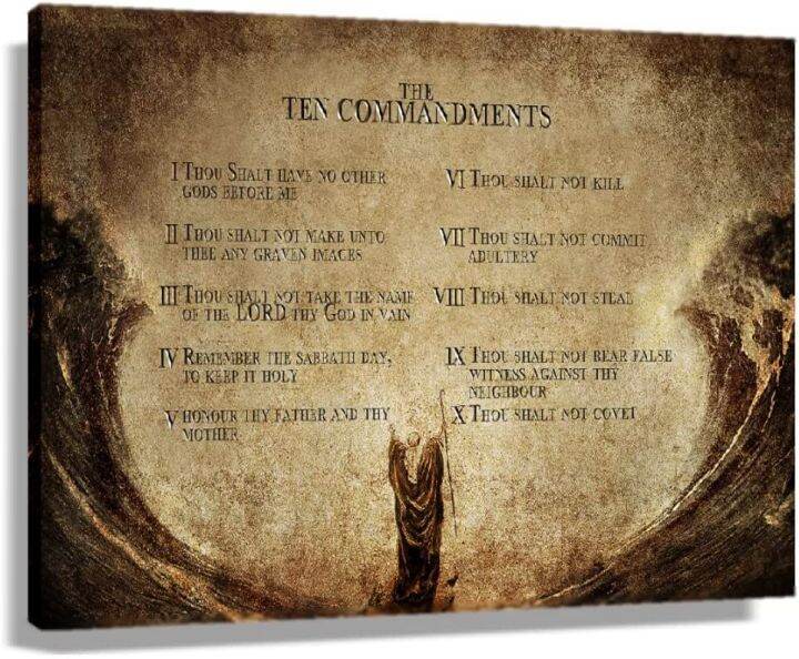 Ten Commandments Poster Scripture Wall Art Framed Canvas Quotes Wall