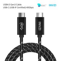 (รับประกัน 1 ปี) สายชาร์จ INVZI USB4.0 Gen3 Cable USB-C (USB-IF Certified) 40Gbps ของแท้ถูกลิขสิทธิ์