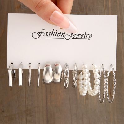 【YP】 6 Pairs Classic Fashion C Small Round Hoop Earrings Ear Wire Hooks Earring Jewelry