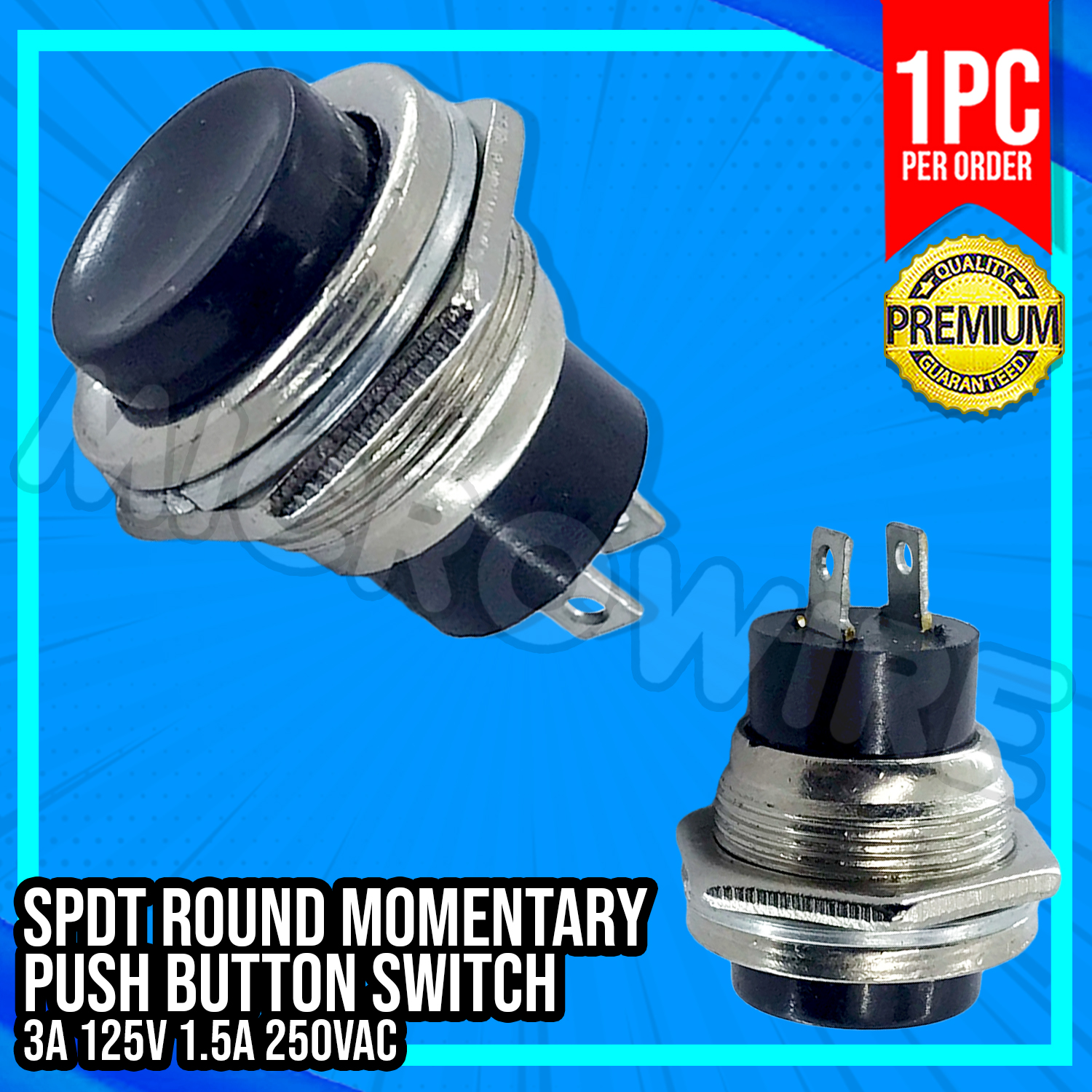 5 x Red Off- On Metal Round 12mm Momentary Push Button Switch 1.5A SPST 