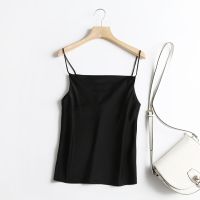 Tangada Women Elegant Satin Camis Crop Top High Quality Sleeveless Backless Short Blouses Shirts Female Casual Solid Tops 6D53