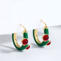 【YP】 AENSOA Personality Colorful Enamel Hoop Earrings for Round Jewelry Earring