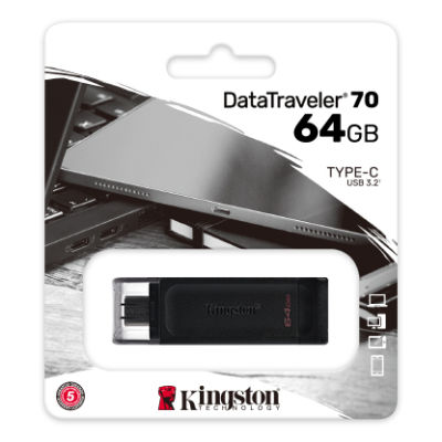 [ประกัน 5ปี] Kingston Datatraveler 64GB USB-C 3.2 DT70 Flashdrive แฟรชไดร์ฟ USB Type-C[Kit IT]