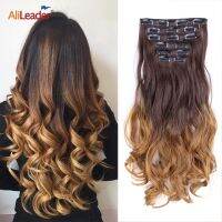 Clip-In Hair Extensions Syntetic 22Inch Ombre Cclip-In Piece 6Pcs/Set Fake Hairpiece