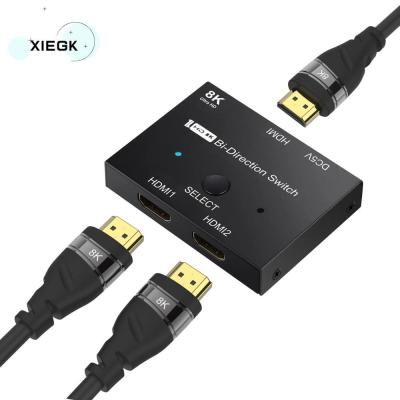 XIEGK HDMI 2.1 HDMI 2.1 Bi-Directional Switcher สองทิศทาง 2 in 1 out/ 1 IN 2 OUT สวิตช์ที่รองรับ HDMI 8K 2x1 ระบบส่งกำลังที่เสถียร 8K 60Hz สำหรับโทรทัศน์ /dvdplayer/ โปรเจคเตอร์