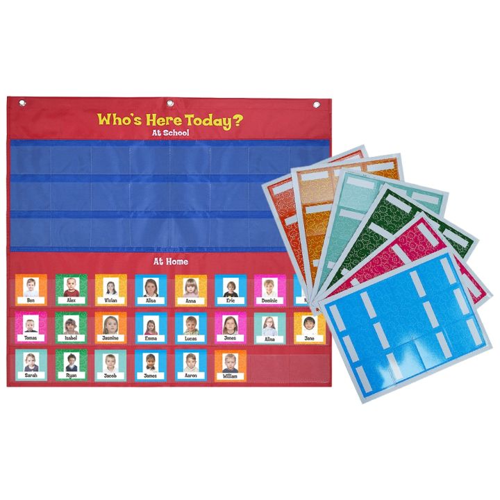 school-classroom-attendance-pocket-chart-with-72-color-cards-teacher-accessories-for-classroom-management