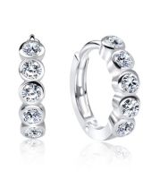 100% PURE 925 SILVER CZ SILVER HUGGIES EARRING HO-1605. PERFECT FOR DAILY WEAR AND GORGEOUS FOR SPECIAL EVENT.