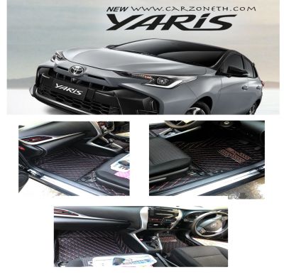 ยาริส 5ประตู พรมรถหนัง 6D Toyota Yaris หนังอย่างดี หนาสุด13mm เต็มคัน ปี 2017-2023 ล่าสุด