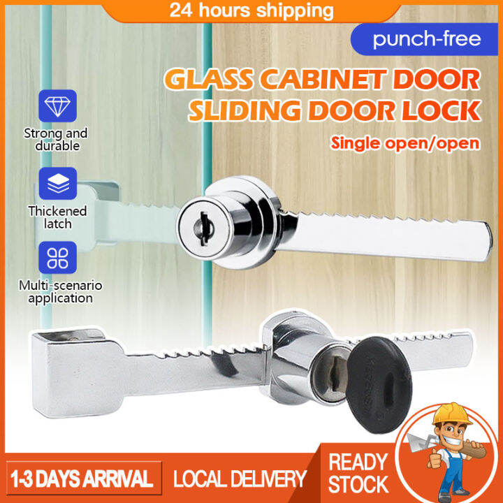 Glass Lock with Keys Safety Lock No Drill Sliding Lock Shop Showcase Counter