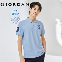 Giordano Men เสื้อโปโลแขนสั้นผ้าปิเก้ปักลายสิงโต 3D Free Shipping 01011422