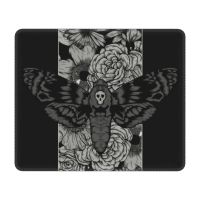 Death Moth Computer Mouse Pad Square Mousepad with Stitched Edges Anti-Slip Rubber Gothic Witch Skull Mouse Mat Pads for Gamer