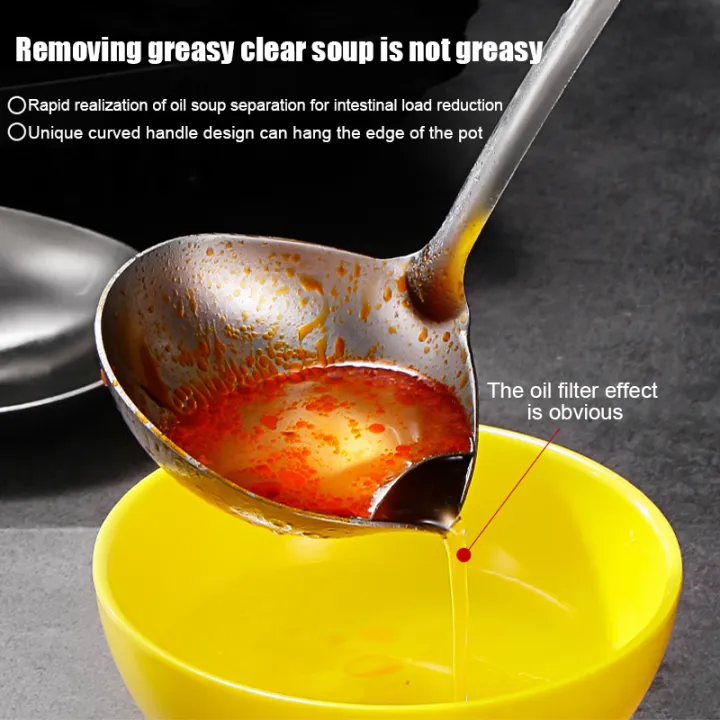 304 Stainless Steel Oil Skimming Oil Draining Filter Soup Spoon Oil