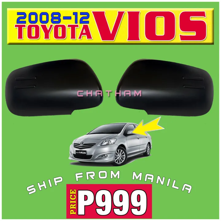 Side Mirror Cover for Toyota Vios 2008 2009 2010 2011 2012 Gen2 (Black