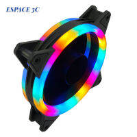 Eespace เคส Rgb 4pin 120มม. พัดลมทำความเย็นตลับลูกปืนของเหลวสีฟ้า-แดง-ขาวฮีทซิงค์หม้อน้ำพัดลมพัดลมแอลอีดี