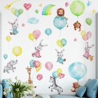 Flying Balloon Animals Wall Stickers for Children Kids Room Wall Decor Cute Teddy Bunny Removable PVC Wall Sticker Wallpapers Stickers