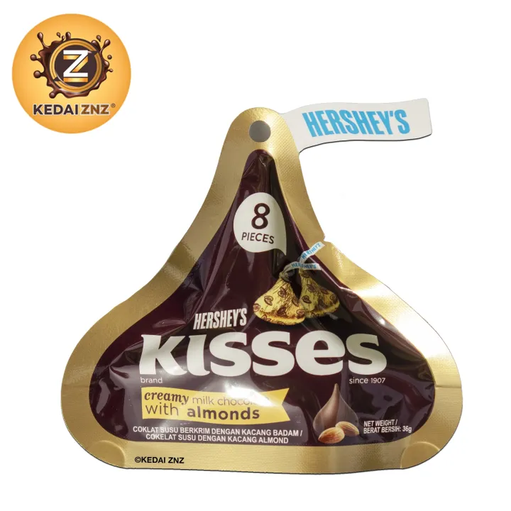 Chocolate HERSHEY'S Kisses Creamy MILK CHOCOLATE with Almonds Pouch 36g ...