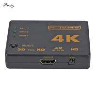 AMELY ตัวตัวต่อขยาย HDMI HDMI 3 In 1เอาท์พุท HDMI พร้อมตัวเลือก Remote Tombol ตัวรับ IR สำหรับการขยายสัญญาณ HD 4K สำหรับการแสดงผลแบบ HD/โปรเจกเตอร์/ HD-DVD