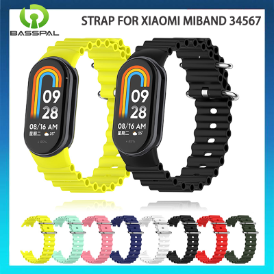 BassPal สายรัดข้อมือสำหรับ Xiaomi Mi Band 8 7 6 5 4 3สมาร์ทวอท์ชสายรัดข้อมือซิลิโคน Mi Band 8สาย Miband 5 6 7อุปกรณ์ทดแทน