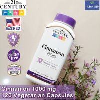 อบเชย Cinnamon 1000mg 120 Vegetarian Capsules - 21st Century ซินนามอน อบเชยเทศ