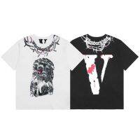 High street hip-hop big V T-shirt ? VLONE new loose thorns necklace plaster figure printing casual short-sleeved t-shirt for men and women