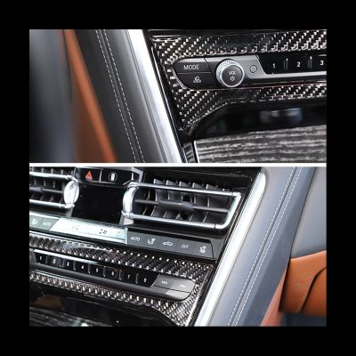 npuh For BMW 8 Series G14 G15 G16 2019-2022 Carbon Fiber Car Central Control CD Panel Frame Cover Trim Sticker Accessories