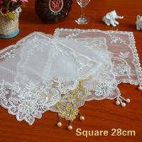 สแควร์28เซนติเมตรนักร้องตาข่ายเย็บปักถักร้อยที่ทำด้วยมือลูกปัดรถไฟเหาะ Placemat สำหรับรับประทานอาหารงานแต่งงานตกแต่งกล่องฝุ่นผ้าโต๊ะกาแฟเสื่อ