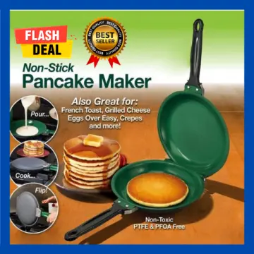 Double Side Pan, Haofy Double Side Non-Stick Ceramic Coating Flip Frying Pan Pancake Maker Household Kitchen Cookware (Green)