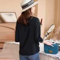 Black Cotton Shirt Women New Autumn Fashion Temperament Patchwork Long Sleeve Formal Blouses Office Ladies Work Tops White